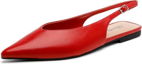 Women’s Slingback Flats - Chic V-Cut Pointed Toe Dress Shoes, Modern Square Heel Casual Office Flats, Comfortable Modern Commuter Shoes -Square Back in Saudi Arabia
