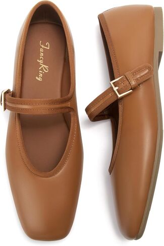 Women's Mary Jane Flats Square-Toe Ballet Flats Adjustable Buckle Strap Comfortable Dressy Work Shoes in Saudi Arabia