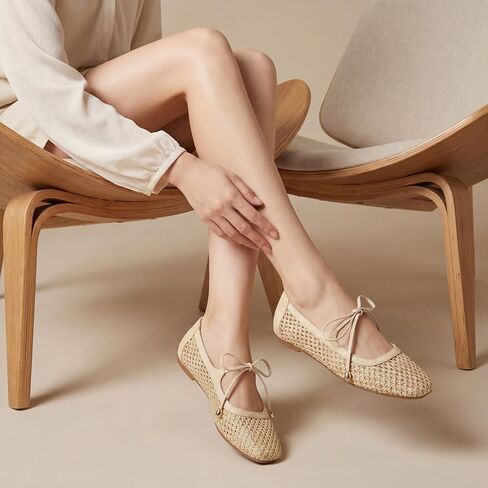 Trary Mary Jane Shoes Women Woven Flats for Women Dressy Ballet Flats Spring Summer Squared Toe Lace Up Mary Jane Flats Shoes in Kuwait