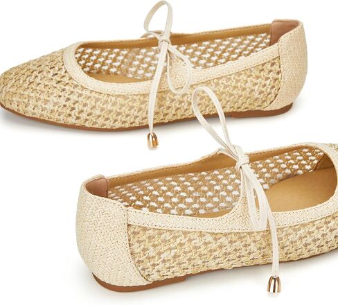 Trary Mary Jane Shoes Women Woven Flats for Women Dressy Ballet Flats Spring Summer Squared Toe Lace Up Mary Jane Flats Shoes in Kuwait