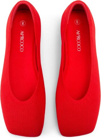 AprCoco Women's Wide Toe Box Flats Square Toe Ballet Shoes Washable Knit Lightweight Slip On Walking Flats for Women Office Casual Dress in Saudi Arabia