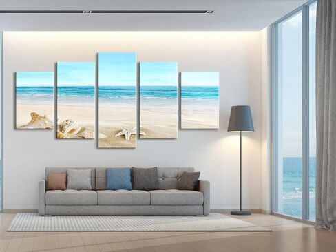 Pyradecor Extra Large Sea Shells Canvas Wall Art Modern Seascape Artwork Landscape Pictures Paintings Canvas Prints for Home Office Decorations in Saudi Arabia