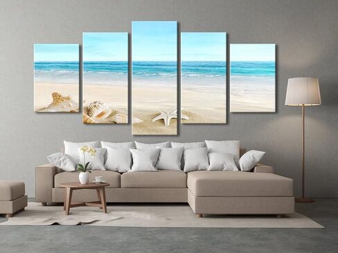 Pyradecor Extra Large Sea Shells Canvas Wall Art Modern Seascape Artwork Landscape Pictures Paintings Canvas Prints for Home Office Decorations in Saudi Arabia