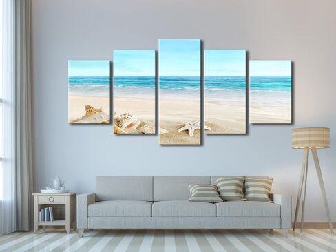 Pyradecor Extra Large Sea Shells Canvas Wall Art Modern Seascape Artwork Landscape Pictures Paintings Canvas Prints for Home Office Decorations in Saudi Arabia