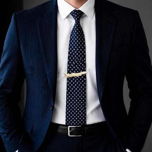 Airplane Tie Clip for Men, Gold Aircraft Tie Bar with Chain, Aviation Travel Theme Tie Pin, Stylish Formal Accessory for Suit Business Wedding Gift in Kuwait