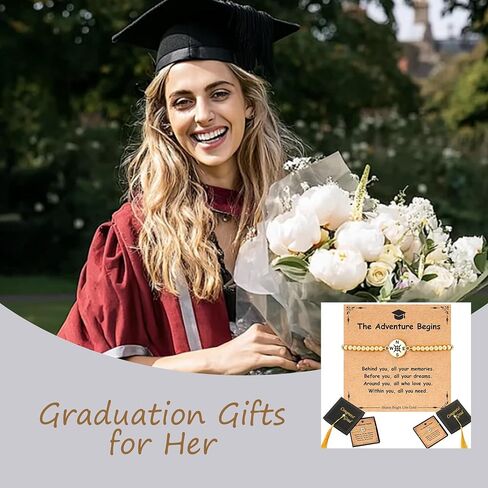 Graduation Bracelet 2026 14k Gold Plated Beaded Bracelets for Women Compass Graduation Gifts for Daughter Sister Graduate Jewelry Accessories in Saudi Arabia