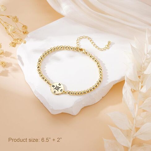 Graduation Bracelet 2026 14k Gold Plated Beaded Bracelets for Women Compass Graduation Gifts for Daughter Sister Graduate Jewelry Accessories in Saudi Arabia