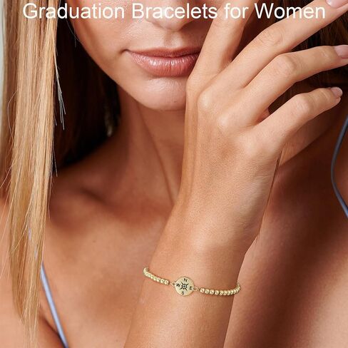 Graduation Bracelet 2026 14k Gold Plated Beaded Bracelets for Women Compass Graduation Gifts for Daughter Sister Graduate Jewelry Accessories in Saudi Arabia