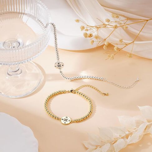 Graduation Bracelet 2026 14k Gold Plated Beaded Bracelets for Women Compass Graduation Gifts for Daughter Sister Graduate Jewelry Accessories in Saudi Arabia