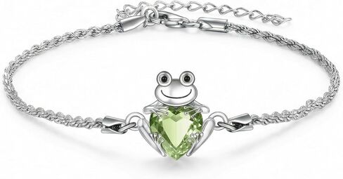 Frog Bracelet 18k White Gold Plated Frog Birthstone Bracelet Animal Heart Birthstone Jewelry Birthday Gift for Women in Kuwait