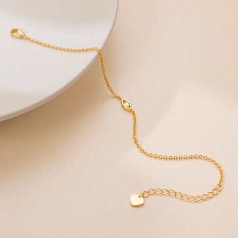 Gold Bracelets for Women 14K Gold Bracelets for Women Evil Eye Bracelet for Womens Unique Cultural Symbol on O-Chain Womens Bracelet With Adjustable Length (7-8.6) in in Saudi Arabia