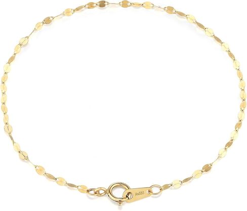 14K Gold Mirror Bracelets, Real Gold Sparkle Faceted Sequin Link Chain 2mm, 6-7 Inches for Women, Hypoallergenic, Non-Tarnish, Dainty Layering Minimalist Jewelry in Saudi Arabia