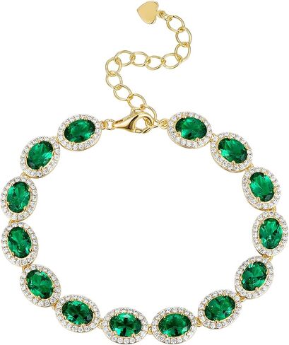 5A Cubic Zirconia Bracelet for Women, 5.9 inch - 7.1 inch Adjustable, Rhodium/Yellow Gold Plated, Bridesmaid Bracelets, Birthday Wedding Anniversary Jewelry in Saudi Arabia