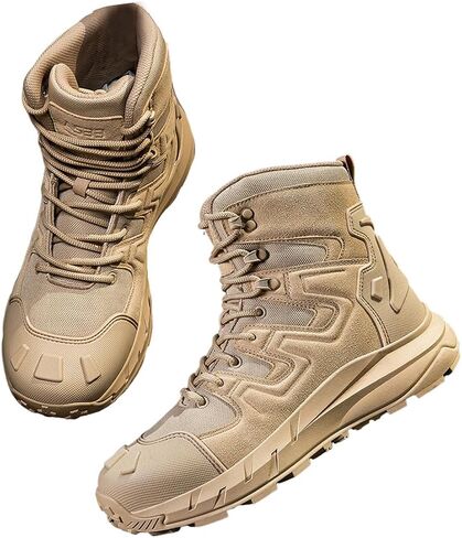 EinPlus Men's Tactical Ankle Boots: Side Zipper Military Work Boots, Hook & Loop Closure in Saudi Arabia