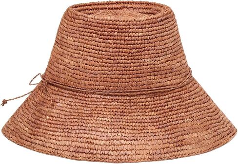 L*Space Seville Hat, Structured 100% Raffia Bucket Hat, Sun Shade Summer Accessory, Tie Crown Detail, Beach Vacation Headwear, Brown in Kuwait