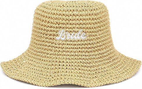 Bride Straw Bucket Hat Bridal Hat Beach Bachelorette Accessory Party Headwear Decorations Wedding Beige Honeymoon Gifts in Saudi Arabia