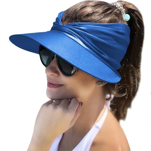 Muryobao Womens Sun Visor Hat Wide Brim Summer UPF 50+ UV Protection Beach Sport Cap in Kuwait