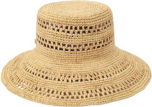 Kate Spade Womens Open Weave Sun Hat, Stylish Fashion Accessory Cap for Women Natural in Kuwait