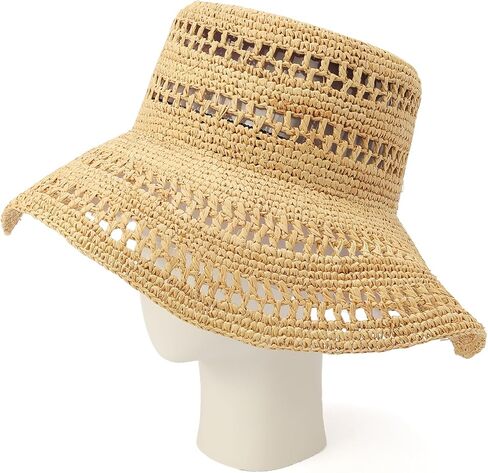 Kate Spade Womens Open Weave Sun Hat, Stylish Fashion Accessory Cap for Women Natural in Kuwait