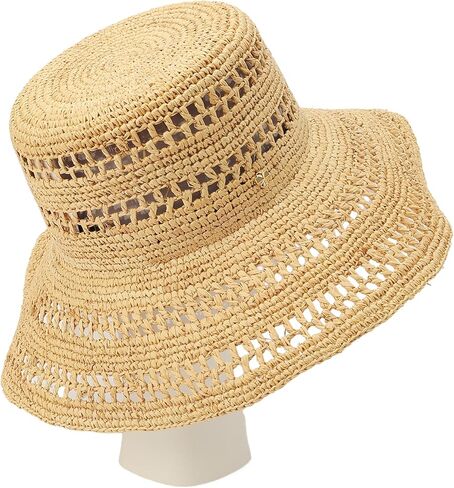 Kate Spade Womens Open Weave Sun Hat, Stylish Fashion Accessory Cap for Women Natural in Kuwait