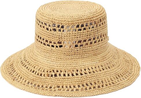 Kate Spade Womens Open Weave Sun Hat, Stylish Fashion Accessory Cap for Women Natural in Kuwait