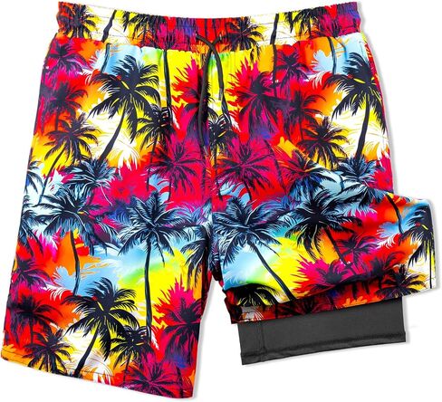 Boys Swim Trunks with Compression Liner Boy Swimming Shorts Bathing Suit Stretch Quick Dry Swimsuit in Saudi Arabia