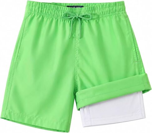 KAILUA SURF Boys Swim Trunks with Compression Liner, High-Visibility Safety Colors and American Flag, Quick Dry Kids Shorts in Saudi Arabia