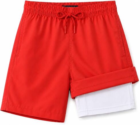 KAILUA SURF Boys Swim Trunks with Compression Liner, High-Visibility Safety Colors and American Flag, Quick Dry Kids Shorts in Saudi Arabia