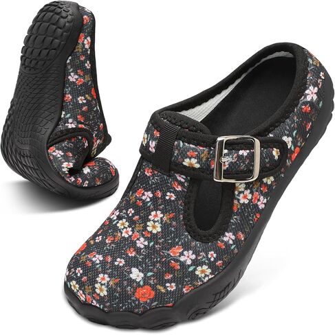 Scurtain Womens Mules مريح واسع الانزلاق على البغال المسطحة قابل للتعديل صنادل التمريض لمرضى السكري تنفس داخلي شباشب خارجية أحذية رياضية للمشي بدون ظهر in Kuwait