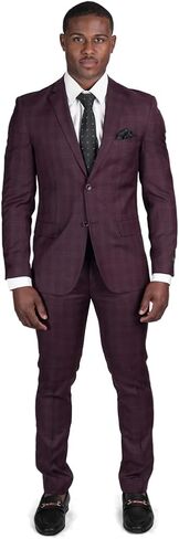 Slim Fit Mens Plaid Suit 2 Button Notch Lapel ZF18335 in Saudi Arabia