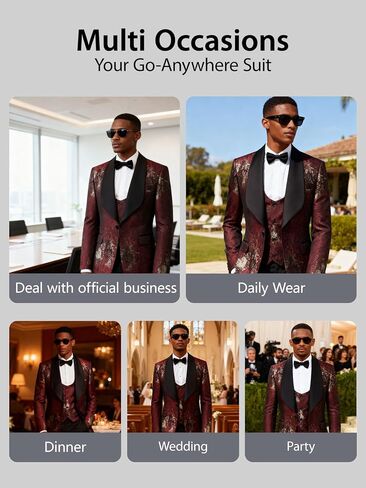Mens Suits 3 Piece Graffiti Suit Single Breasted One Button Jackets Formal Dress Party Prom Tuxedo Suits Blazer Set in Kuwait