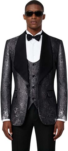 Mens Suits 3 Piece Graffiti Suit Single Breasted One Button Jackets Formal Dress Party Prom Tuxedo Suits Blazer Set in Kuwait