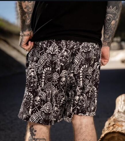 ملابس سباحة Sullen Creeping Death E-Waist Boardshortrs Tattoo Graphic Lifestyle Swimwear in Kuwait