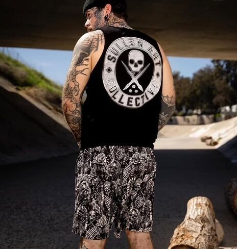 ملابس سباحة Sullen Creeping Death E-Waist Boardshortrs Tattoo Graphic Lifestyle Swimwear in Kuwait
