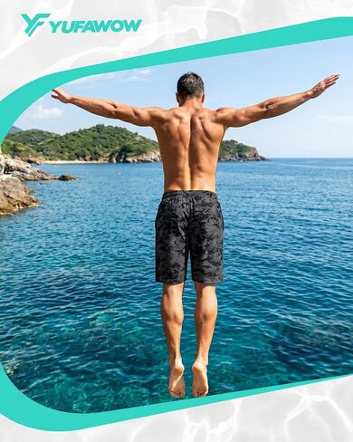 9 Inches Men Swim Trunks Hybrid Shorts with Compression Liner Quick Dry Breathable Zipper Pockets for Beach Pool Athletic in Saudi Arabia
