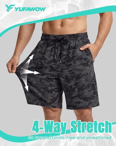 9 Inches Men Swim Trunks Hybrid Shorts with Compression Liner Quick Dry Breathable Zipper Pockets for Beach Pool Athletic in Saudi Arabia