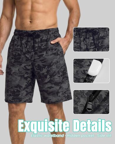 9 Inches Men Swim Trunks Hybrid Shorts with Compression Liner Quick Dry Breathable Zipper Pockets for Beach Pool Athletic in Saudi Arabia