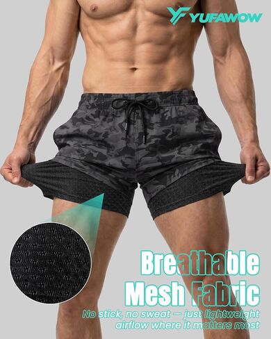 9 Inches Men Swim Trunks Hybrid Shorts with Compression Liner Quick Dry Breathable Zipper Pockets for Beach Pool Athletic in Saudi Arabia