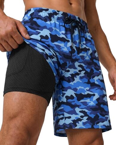 9 Inches Men Swim Trunks Hybrid Shorts with Compression Liner Quick Dry Breathable Zipper Pockets for Beach Pool Athletic in Saudi Arabia