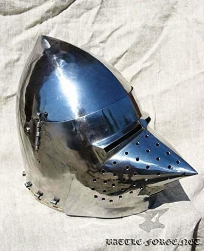 Medieval Pig Face Hounskull Knight Helmet, 18 Gauge Steel, Combat Bascinet, Antique Klappvisor Design, Adult Size, Battle Combat Halloween Costume Armor in Saudi Arabia
