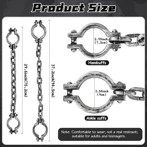 POTOTA Handcuffs Prop,Plastic Handcuffs and Leg Shackles with Chain Ankle Wrist Shackles Prisoner Costume,Halloween in Kuwait