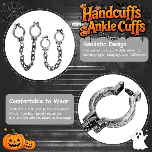 POTOTA Handcuffs Prop,Plastic Handcuffs and Leg Shackles with Chain Ankle Wrist Shackles Prisoner Costume,Halloween in Kuwait