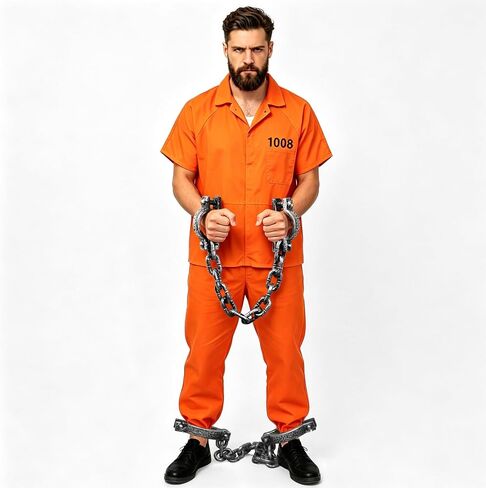 POTOTA Handcuffs Prop,Plastic Handcuffs and Leg Shackles with Chain Ankle Wrist Shackles Prisoner Costume,Halloween in Kuwait