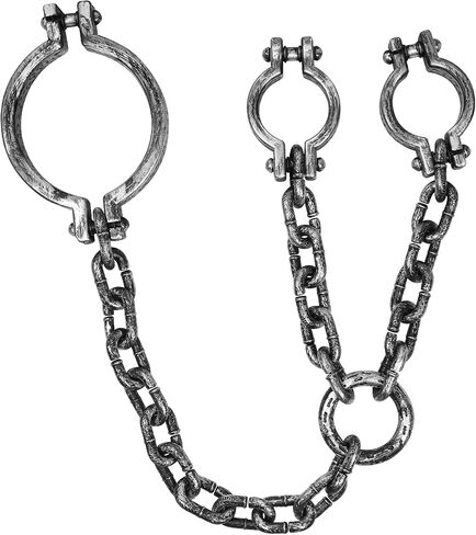 POTOTA Handcuffs Prop,Plastic Handcuffs and Leg Shackles with Chain Ankle Wrist Shackles Prisoner Costume,Halloween in Kuwait
