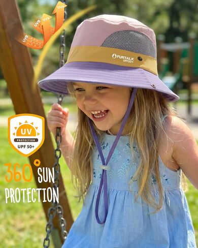 FURTALK Kids Sun Hat UPF 50+ Wide Brim Quick Dry Bucket Hat with Windproof Chin Strap Adjustable Beach Hat for Boys Girls in Kuwait