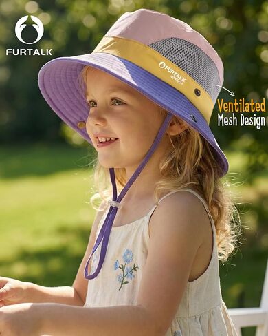 FURTALK Kids Sun Hat UPF 50+ Wide Brim Quick Dry Bucket Hat with Windproof Chin Strap Adjustable Beach Hat for Boys Girls in Kuwait