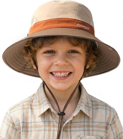 FURTALK Kids Sun Hat UPF 50+ Wide Brim Quick Dry Bucket Hat with Windproof Chin Strap Adjustable Beach Hat for Boys Girls in Kuwait