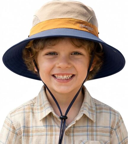 FURTALK Kids Sun Hat UPF 50+ Wide Brim Quick Dry Bucket Hat with Windproof Chin Strap Adjustable Beach Hat for Boys Girls in Kuwait