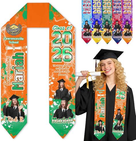 MyPupSocks Class of 2026 Graduation Stole Customize, Personalized First Generation Sash for Women Nursing Decorations in Saudi Arabia