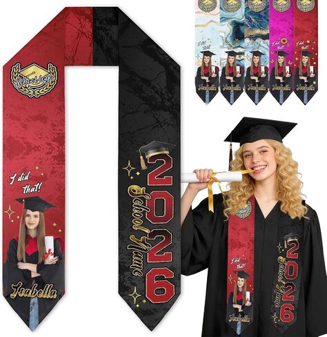 MyPupSocks Class of 2026 Graduation Stole Customize, Personalized First Generation Sash for Women Nursing Decorations in Saudi Arabia